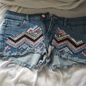 Leara woman denim bling shorts